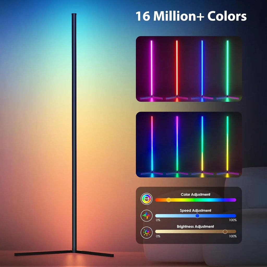 1PC Corner Floor Lamp, Smart RGB LED corner lights with Remote and App control, for Living RoomBedroom Playroom ,Easy to Install